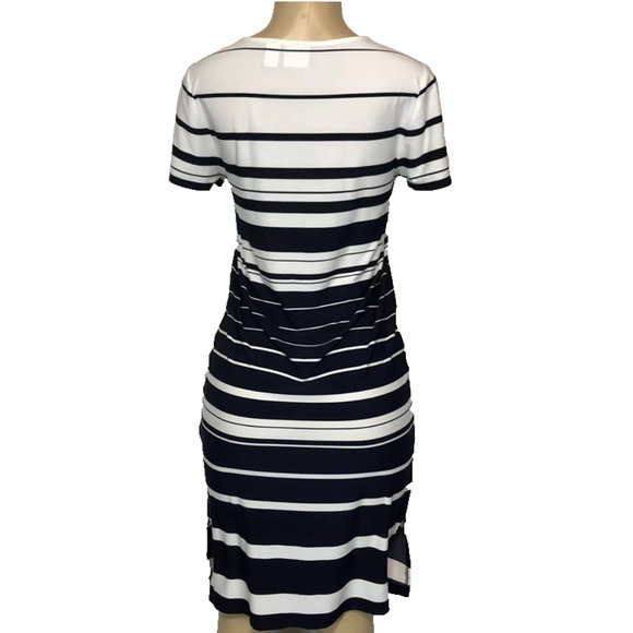 Chico's Blue White Striped Knit Maxi Dress -‎ Size 2 - Picture 4 of 13